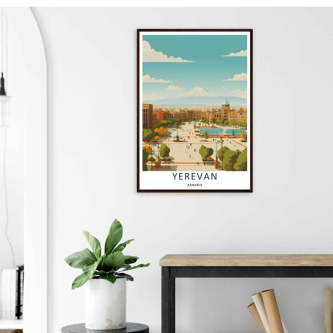 MapYourDreams capital city display showcasing a clean geometric rendering of the reflecting pools at Republic Square, customizable as a canvas print or a retro black framed piece.