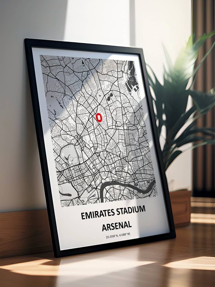 Emirates Stadium map print showing Arsenal FC&