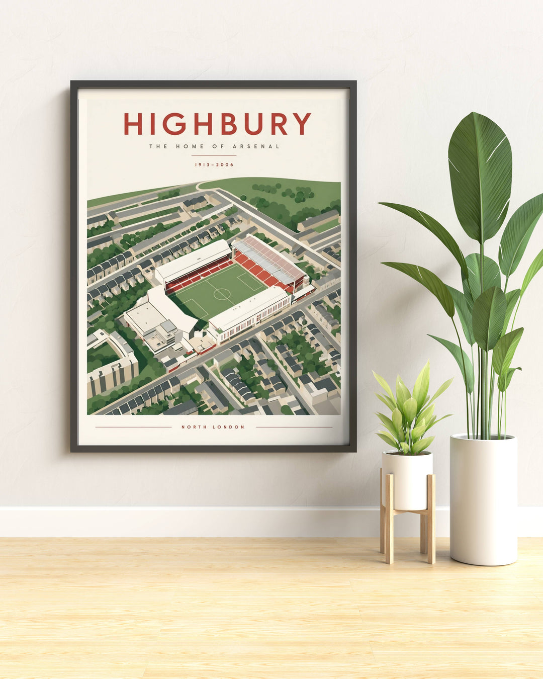 Art print of Highbury, the iconic North London stadium that served as Arsenal&