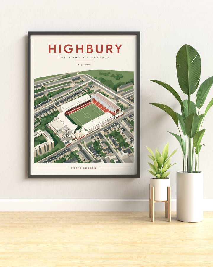 Art print of Highbury, the iconic North London stadium that served as Arsenal&