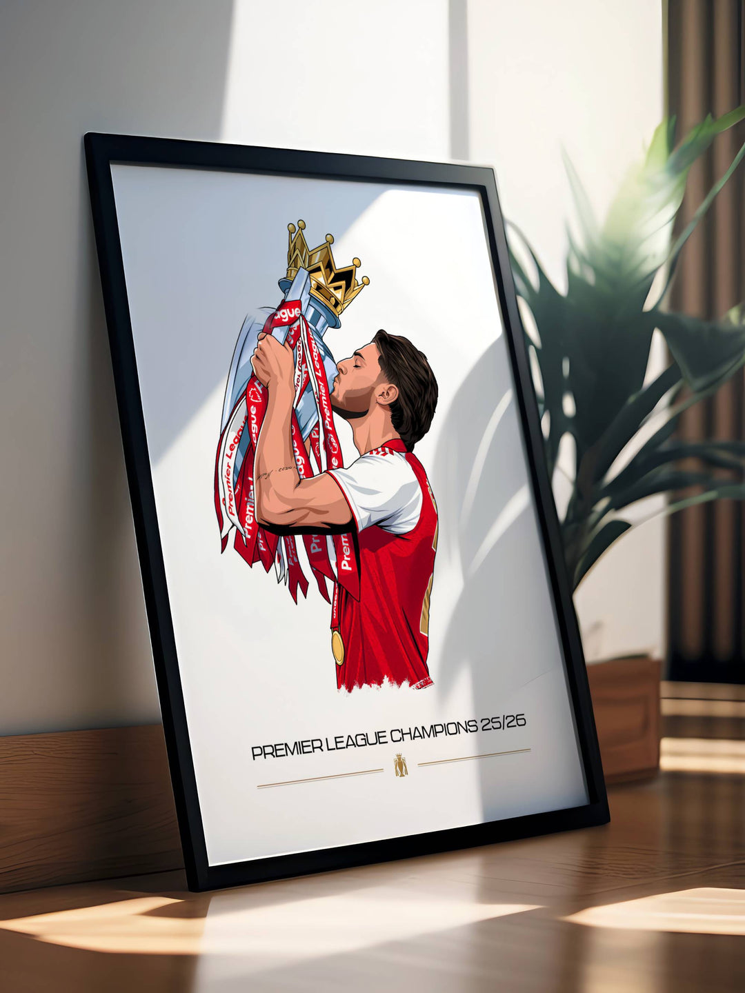 Declan Rice Champions poster capturing the Arsenal FC midfielder&