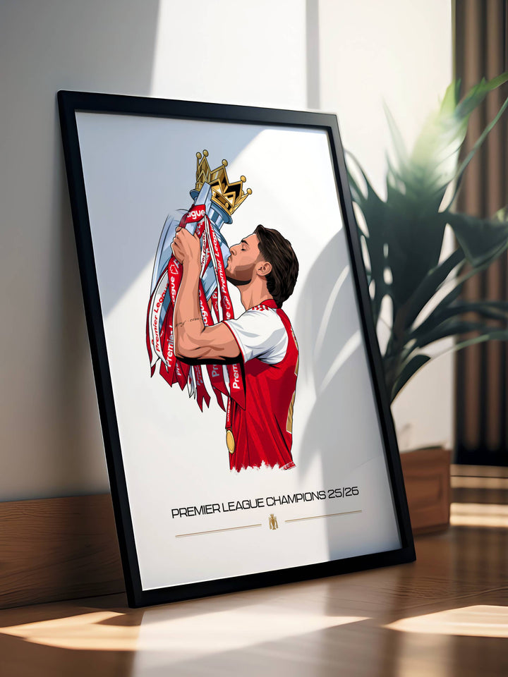 Declan Rice Champions poster capturing the Arsenal FC midfielder&