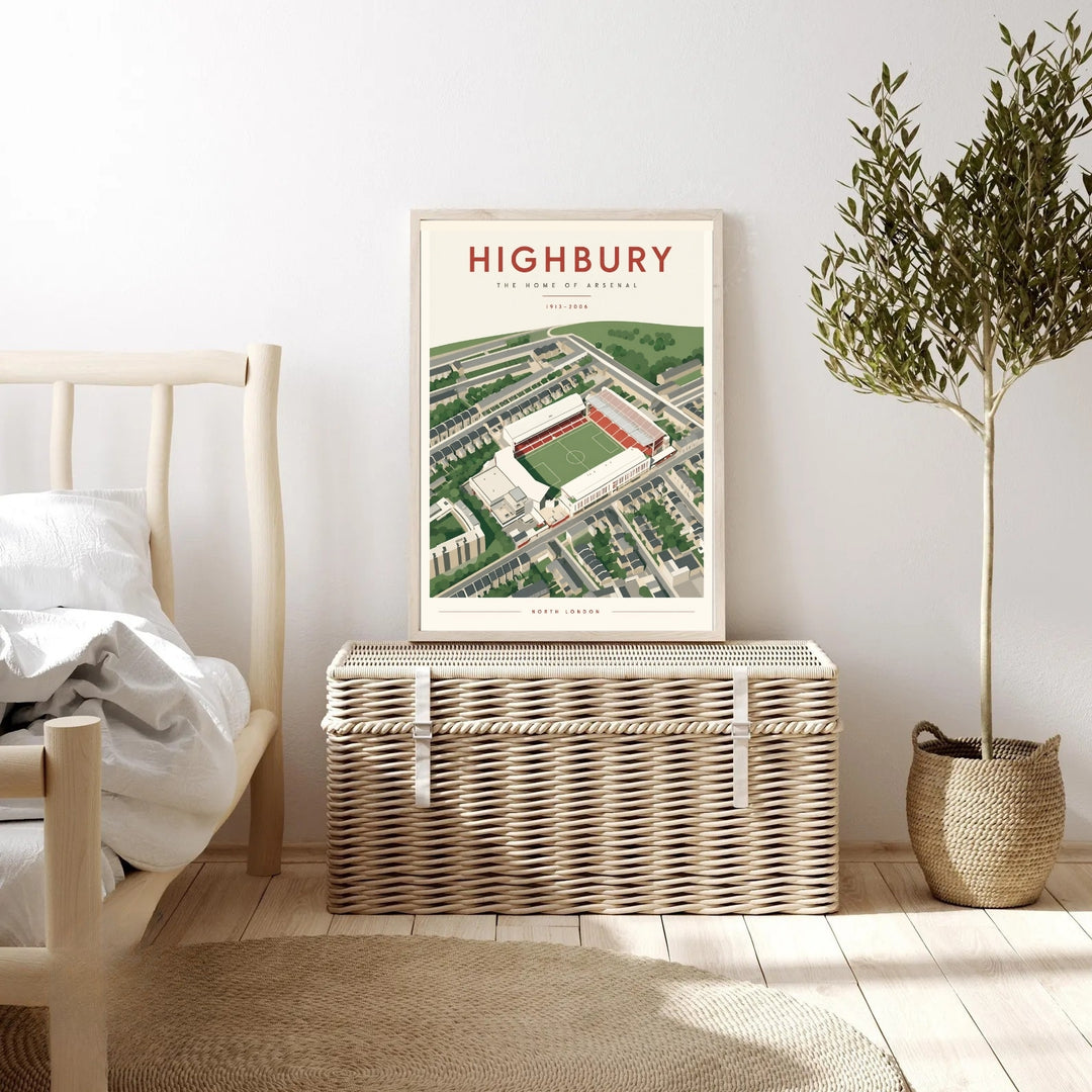 Highbury Stadium print showing Arsenal&