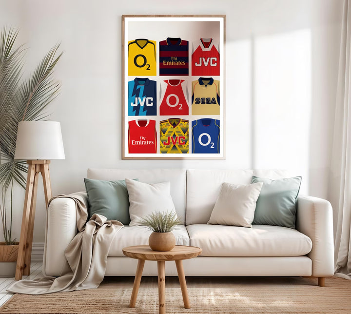 Retro shirt collage poster of Arsenal FC, capturing the North London club&