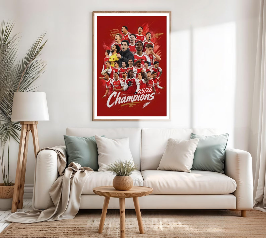 Arsenal Champions squad collage poster capturing the North London club&