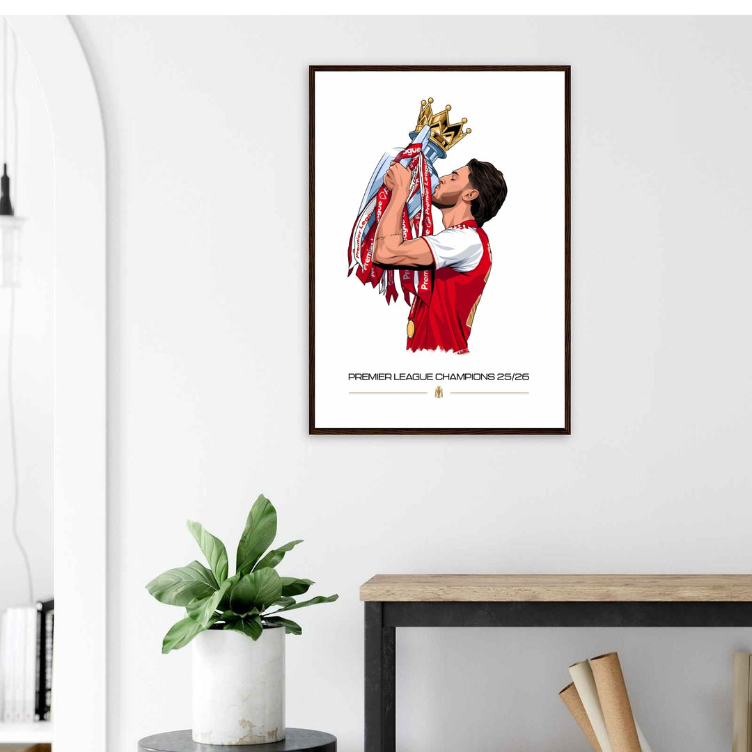 Declan Rice Champions trophy poster capturing the Arsenal FC midfielder&