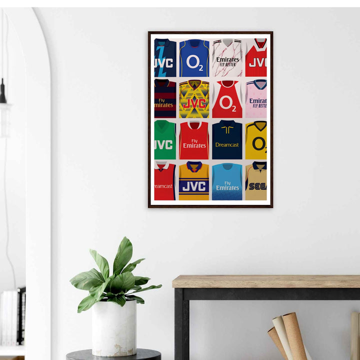 Arsenal FC wall art print set in a sixteen-panel grid style, showcasing the North London club&