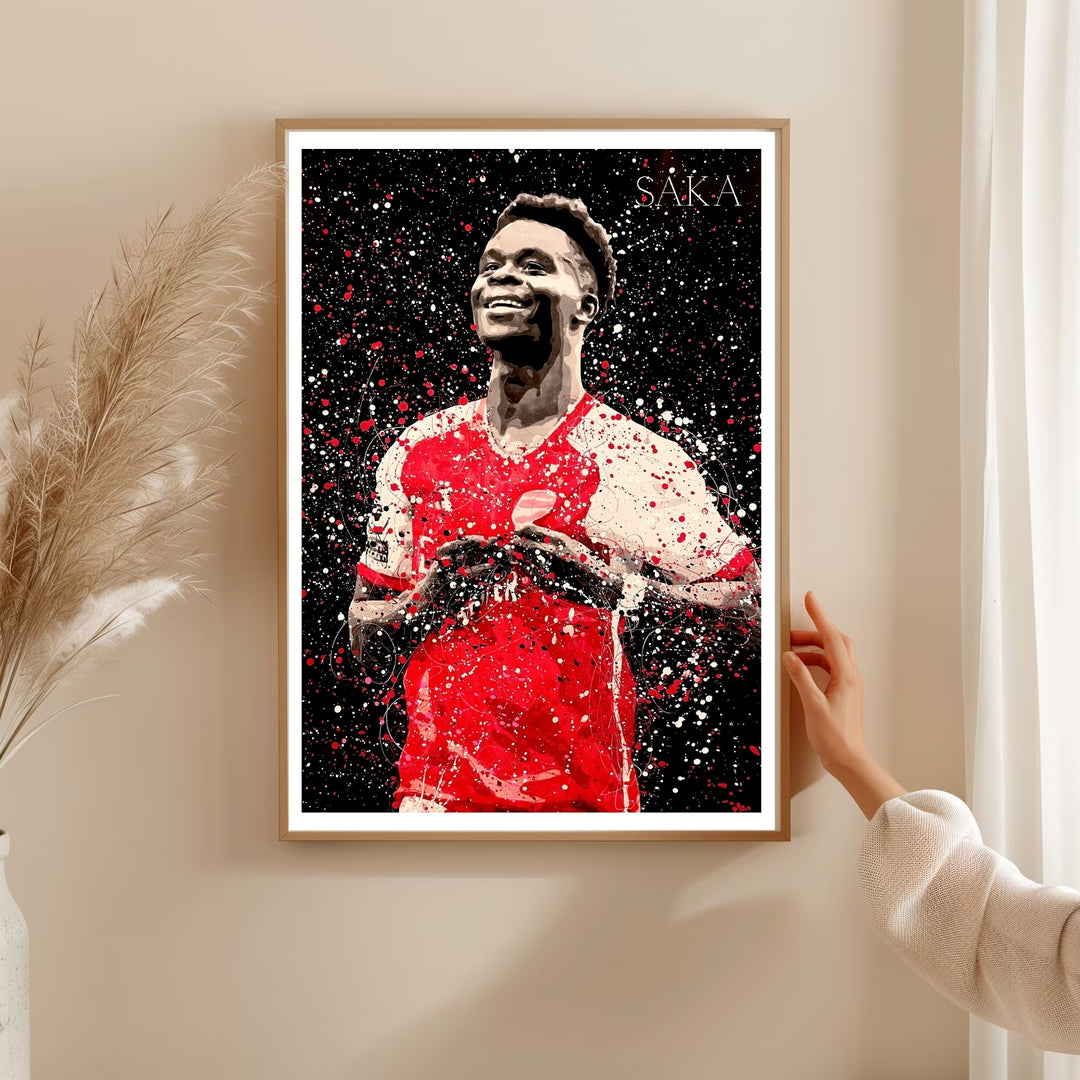Football art print of Bukayo Saka wearing Arsenal&