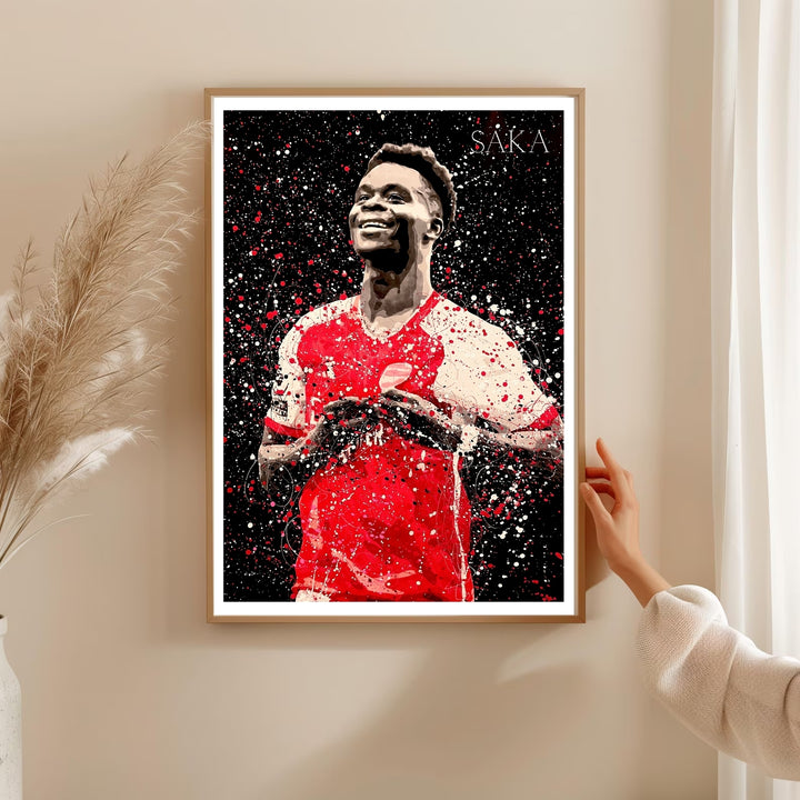 Football art print of Bukayo Saka wearing Arsenal&