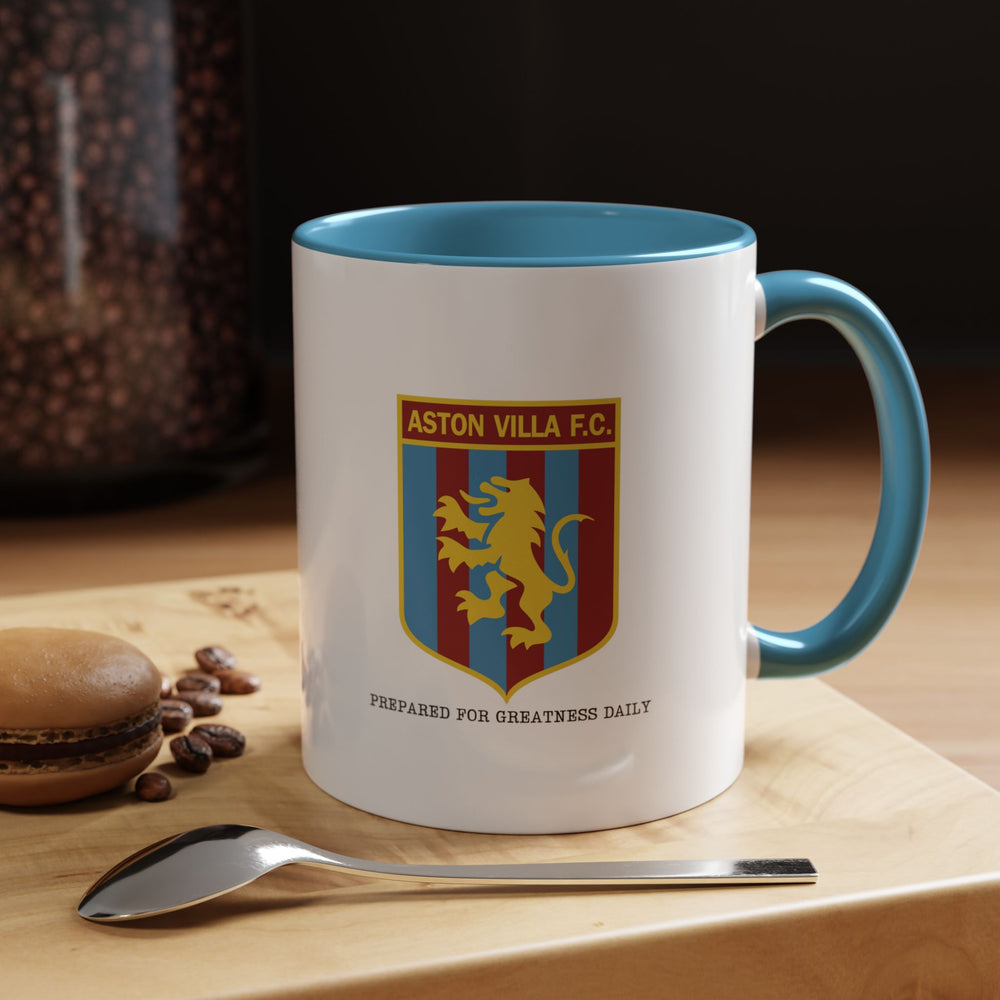 This Aston Villa supporter mug in blue features the club crest and stadium-inspired design. Ideal for fans who enjoy showing loyalty during coffee breaks, work routines, or match day mornings. Comfortable to hold and crafted for daily use, this mug adds personal team pride to any drinkware collection.