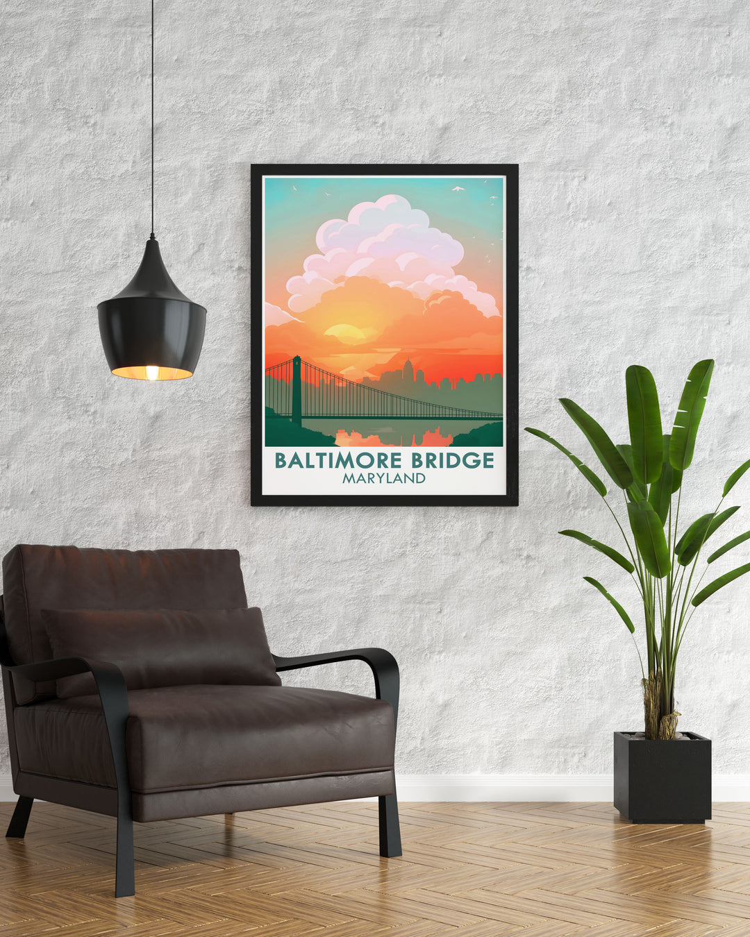 Exquisite Baltimore wall art with the new Key Bridge design. The vibrant colors and intricate details make this a standout piece for any room. Perfect for Maryland artwork enthusiasts and housewarming gifts.