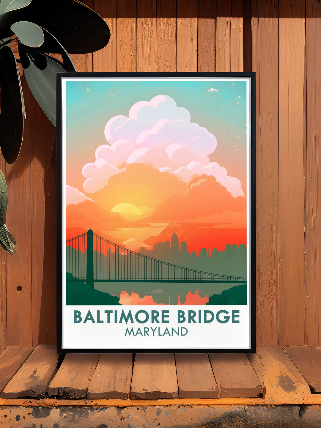 Unique Baltimore art print featuring the new Key Bridge design. The vibrant and detailed artwork makes it a perfect addition to home decor. Great for Maryland artwork collections and housewarming gifts.
