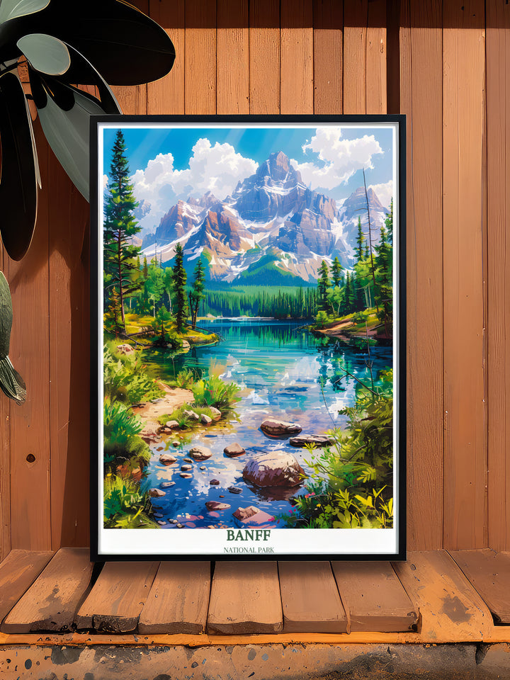 Banff Wall Art that captures the majestic beauty of Banff National Park. This Canada Print brings the rugged wilderness of the Rockies into your home, making it a perfect piece of decor for those who love nature and outdoor adventures.