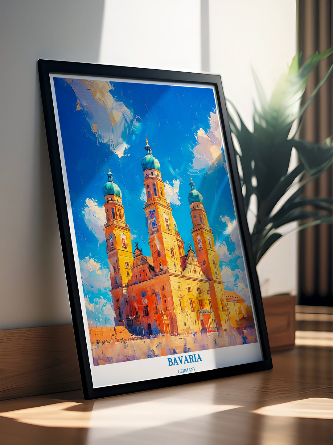 Bavière Allemagne Travel Print - Marienplatz et Neues Rathaus Wall Art - Cadeau de pendaison de crémaillère