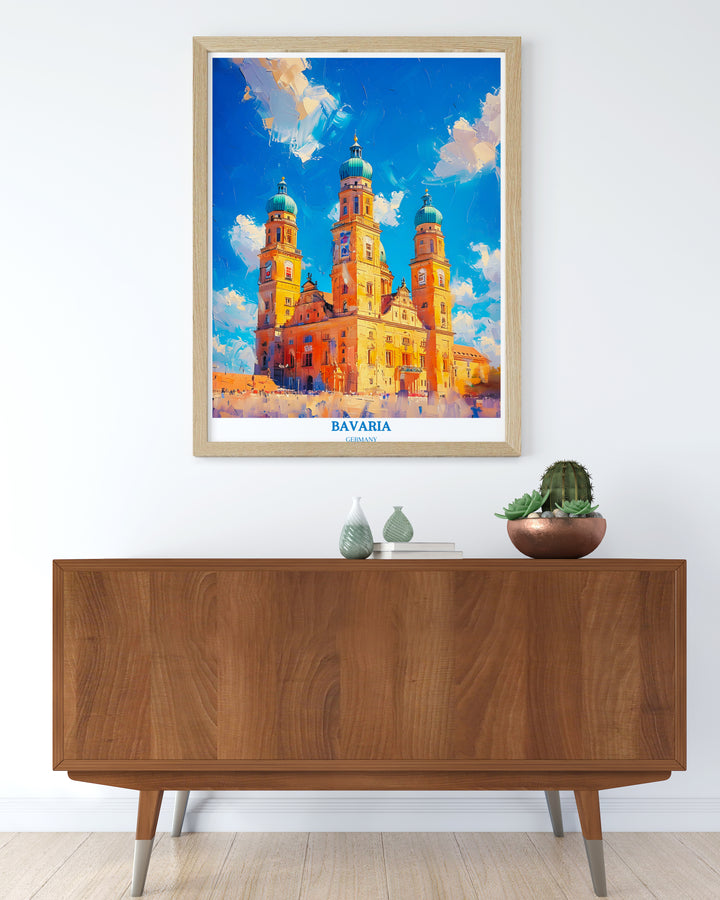 Bavière Allemagne Travel Print - Marienplatz et Neues Rathaus Wall Art - Cadeau de pendaison de crémaillère