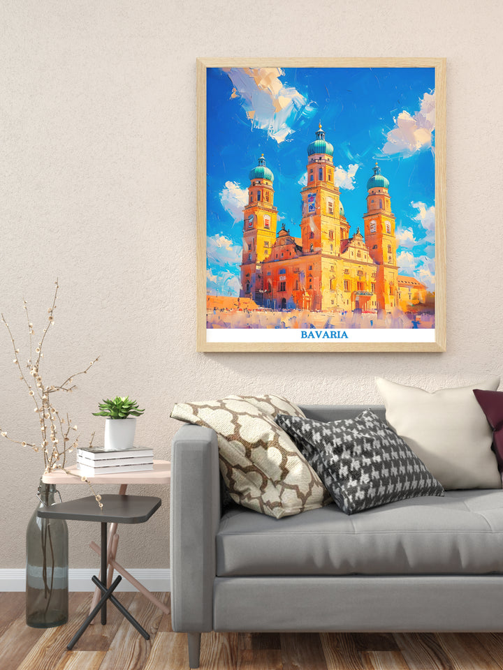 Bavière Allemagne Travel Print - Marienplatz et Neues Rathaus Wall Art - Cadeau de pendaison de crémaillère