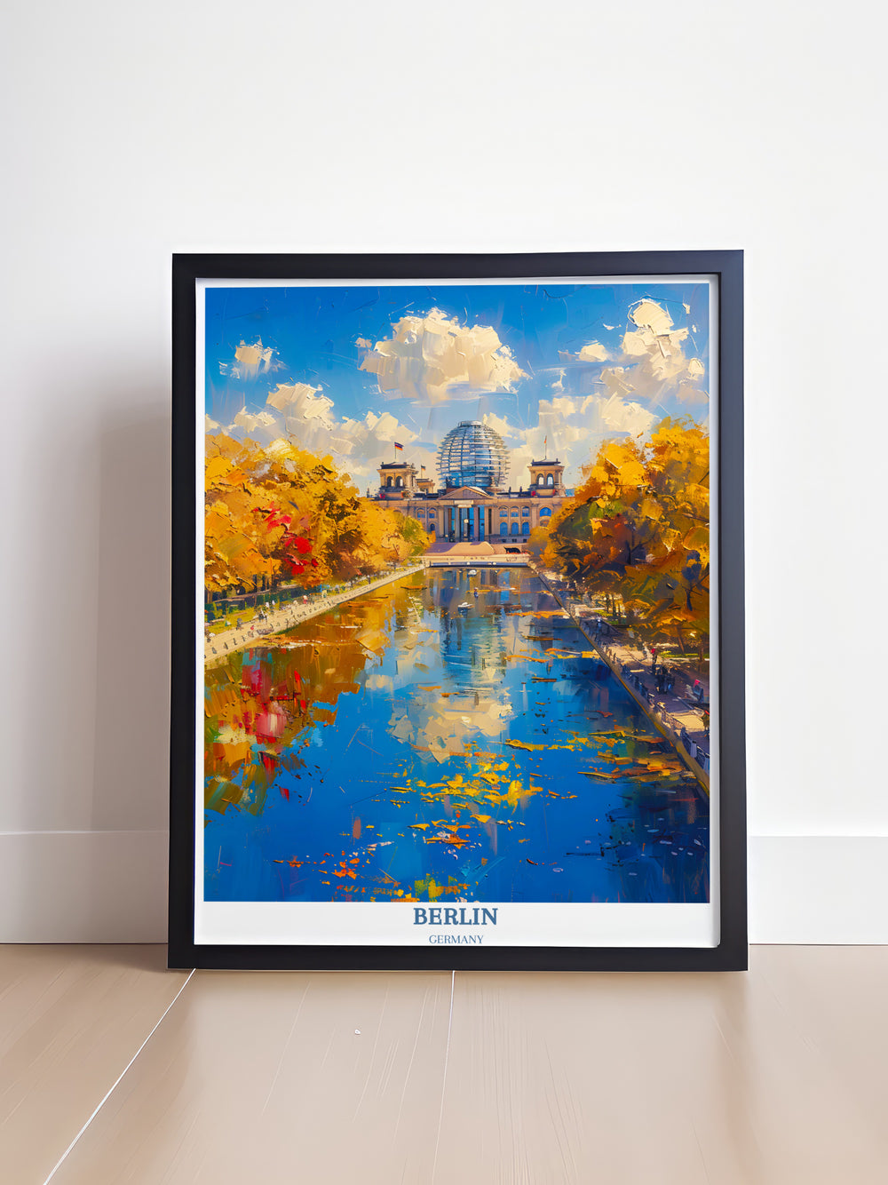 Discover Berlins splendor with this travel print capturing the Reichstag Building. An elegant addition to any décor.