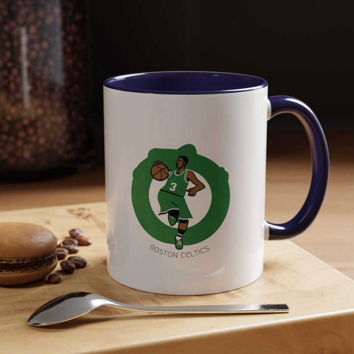 Navy blue Boston Celtics mug in ceramic, offering a refined and timeless look for basketball fans. Suitable for daily drinks, gifting, or adding to a fan’s NBA memorabilia collection.