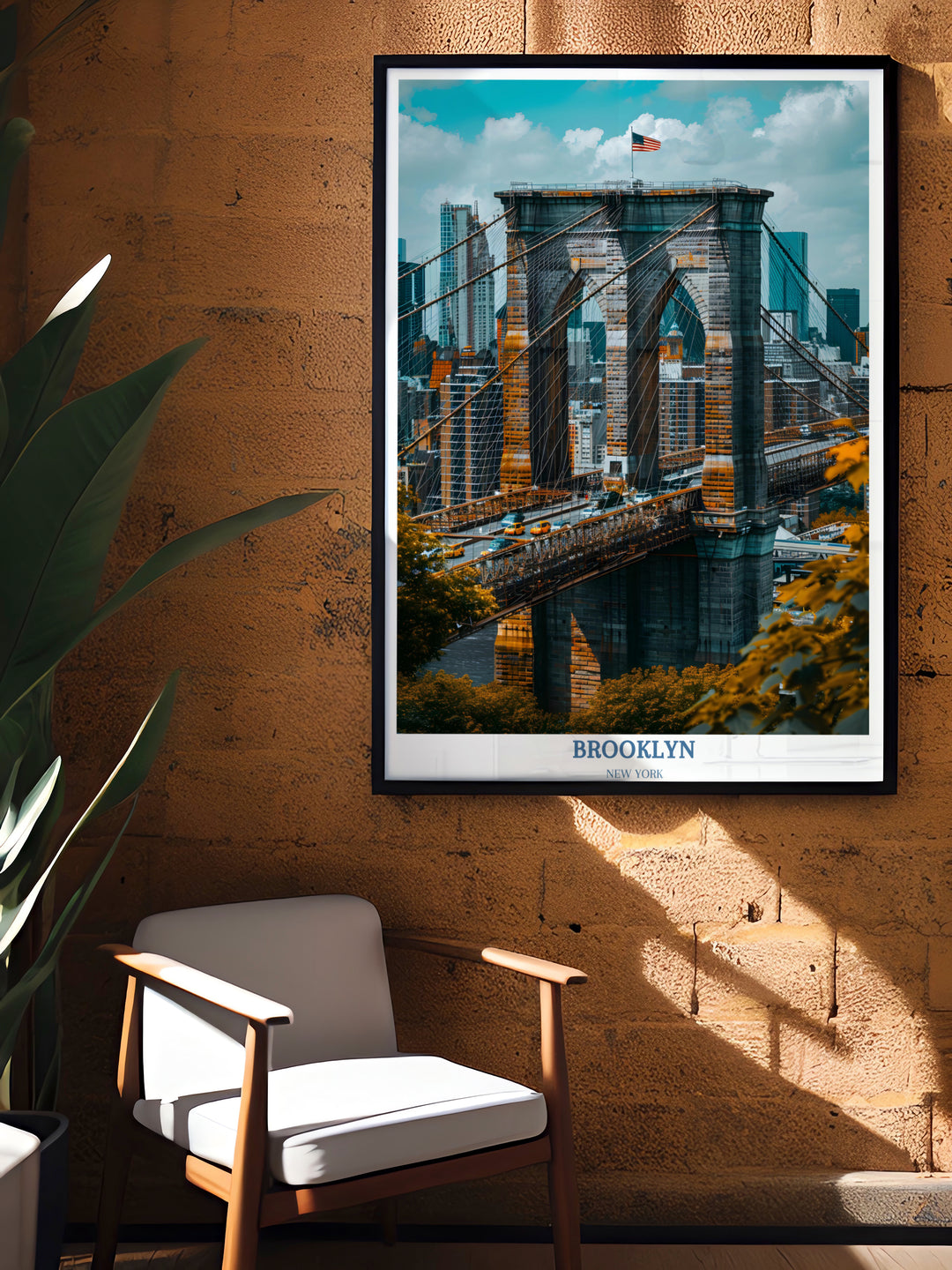 Brooklyn New York Reiseposter – Brooklyn Bridge – Brooklyn New York – USA Wandkunst für Heimdekoration 