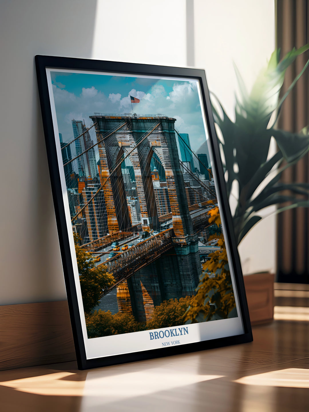 Brooklyn New York Travel Poster - Brooklyn Bridge - Brooklyn New York - USA Wall Art for Home Decor