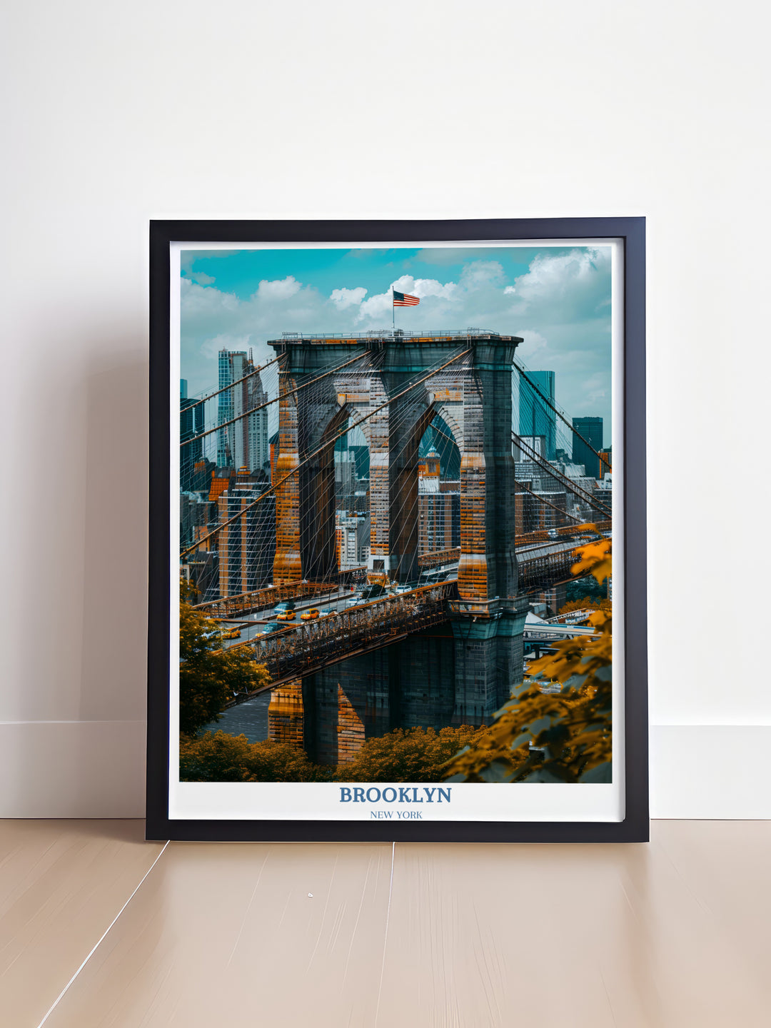 Brooklyn New York Travel Poster - Brooklyn Bridge - Brooklyn New York - USA Wall Art for Home Decor