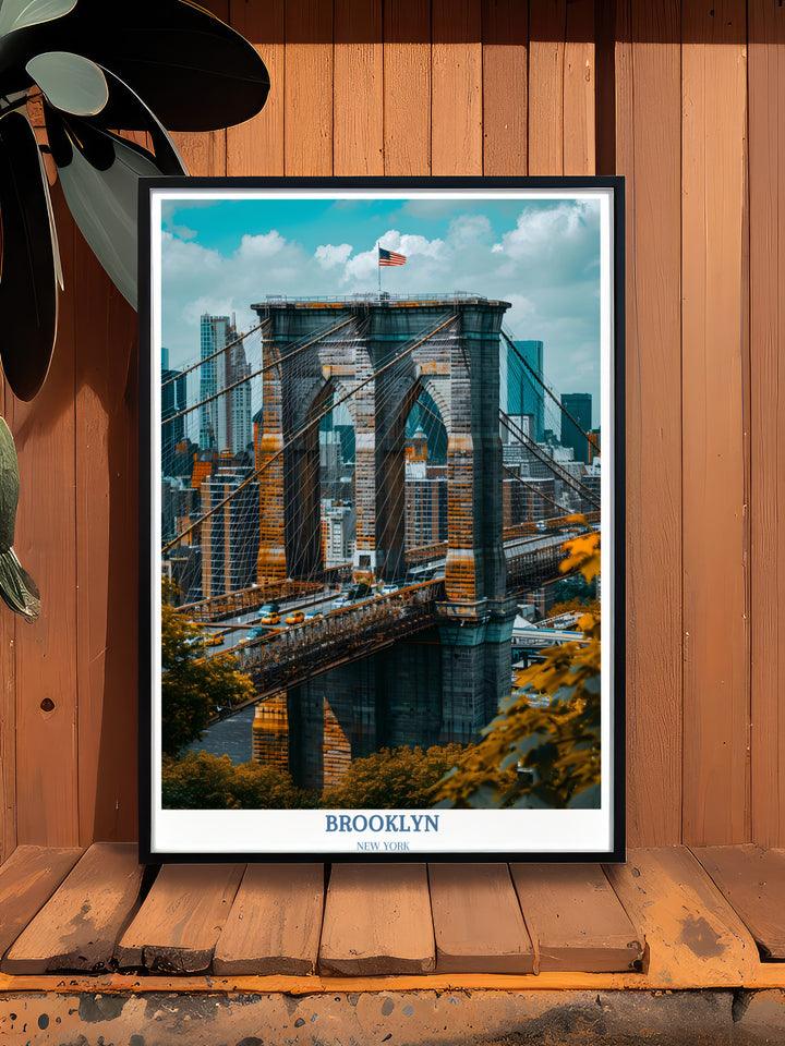 Brooklyn New York Travel Poster - Brooklyn Bridge - Brooklyn New York - USA Wall Art for Home Decor