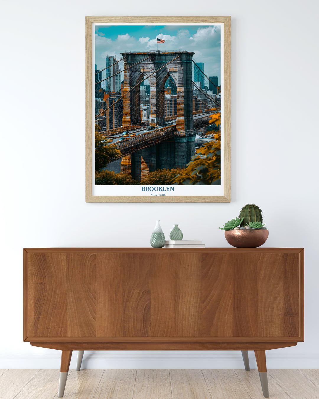 Brooklyn New York Reiseposter – Brooklyn Bridge – Brooklyn New York – USA Wandkunst für Heimdekoration 