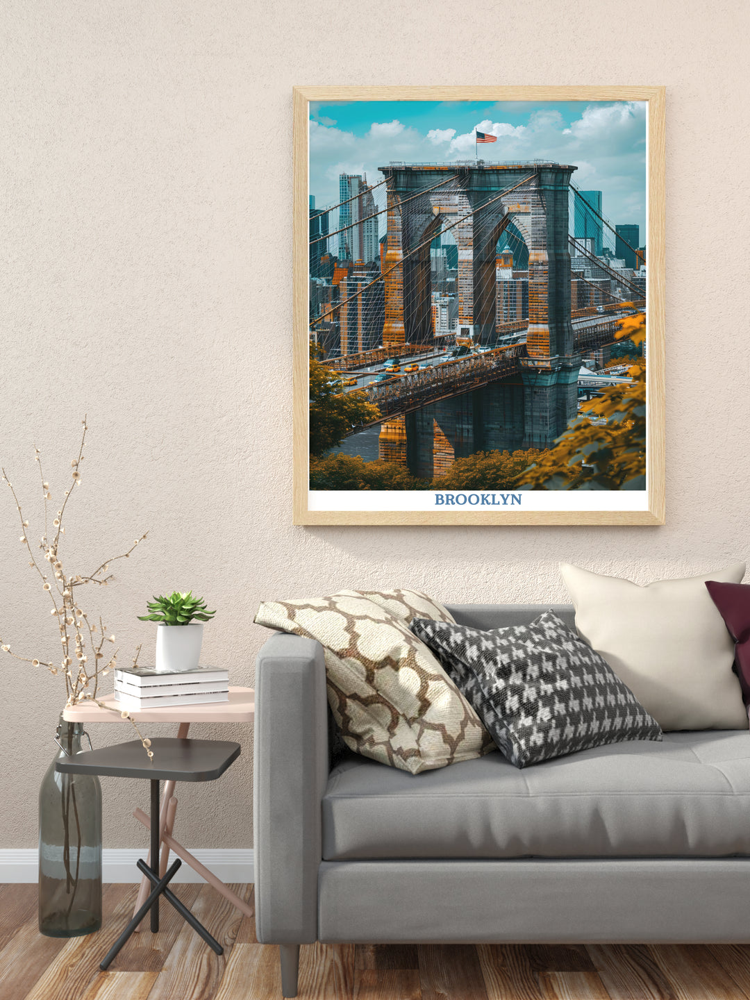 Brooklyn New York Travel Poster - Brooklyn Bridge - Brooklyn New York - USA Wall Art for Home Decor