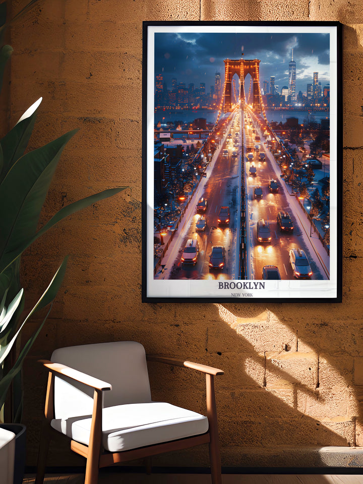 Brooklyn Bridge Print - Brooklyn New York Travel Poster - Brooklyn Artwork - USA Wall Art