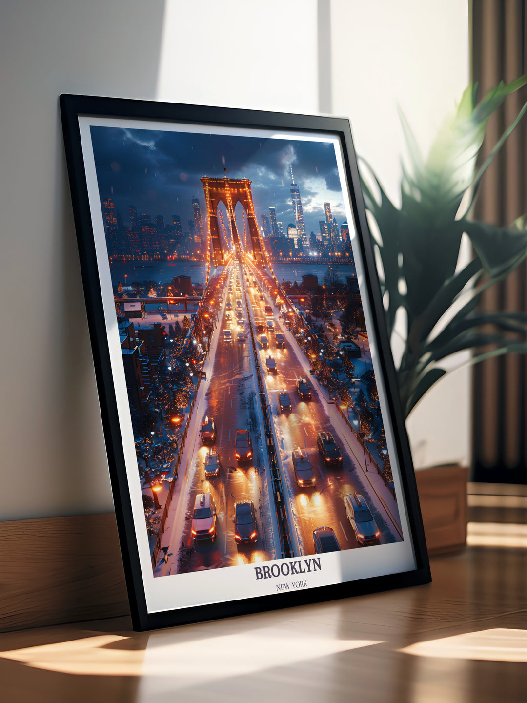 Brooklyn Bridge Print - Brooklyn New York Travel Poster - Brooklyn Artwork - USA Wall Art