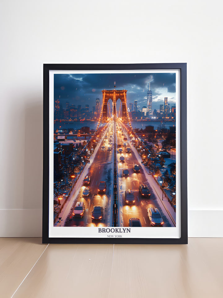 Brooklyn Bridge Print - Brooklyn New York Travel Poster - Brooklyn Artwork - USA Wall Art