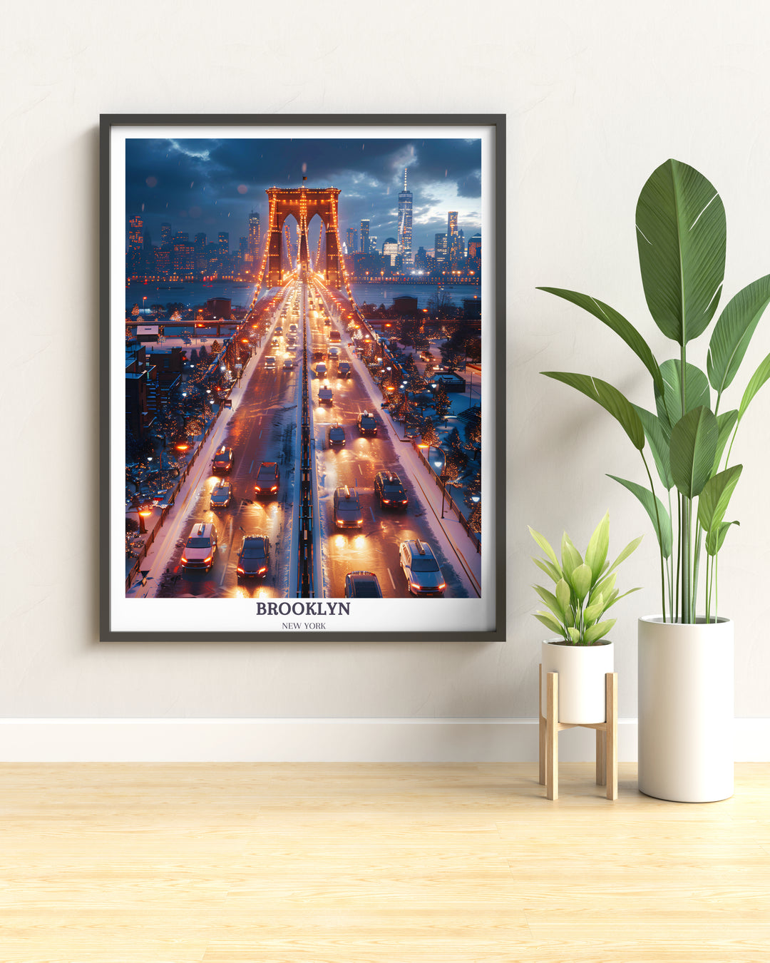 Brooklyn Bridge Print - Brooklyn New York Travel Poster - Brooklyn Artwork - USA Wall Art