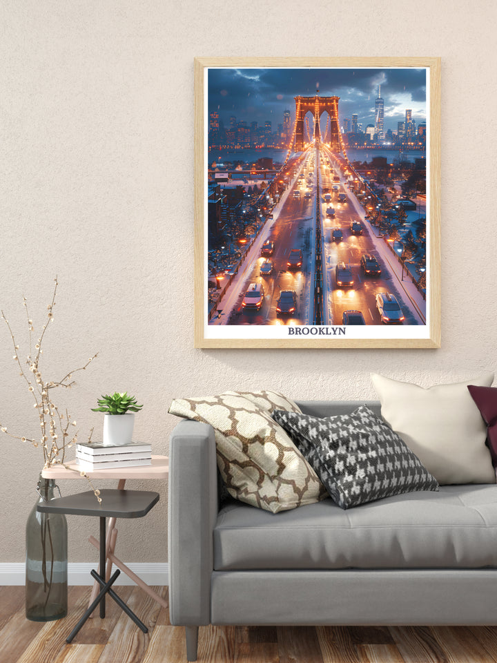 Immerse yourself in the dynamic energy of Brooklyn, New York, with this captivating travel print. A must-have for USA wall art enthusiasts.