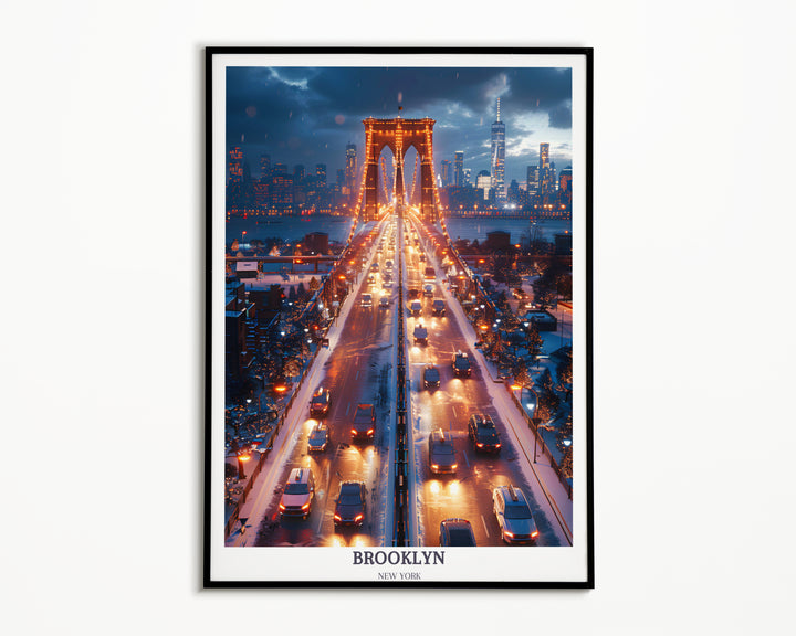 Brooklyn Bridge Print - Brooklyn New York Travel Poster - Brooklyn Artwork - USA Wall Art