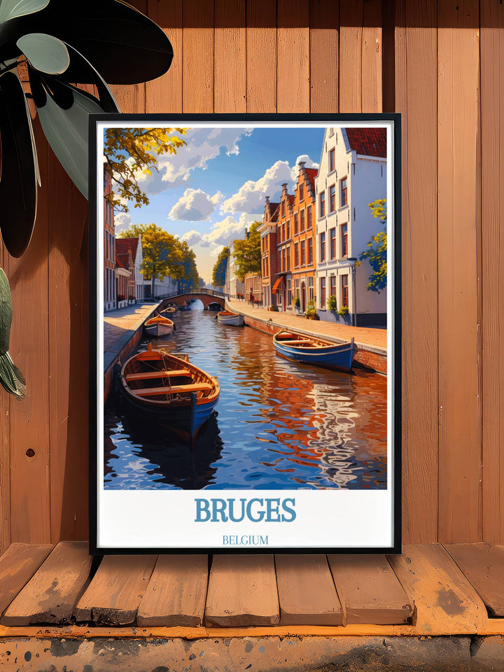High resolution print of the Canal of Bruges capturing the serene ambiance and architectural beauty, ideal for sophisticated home décor