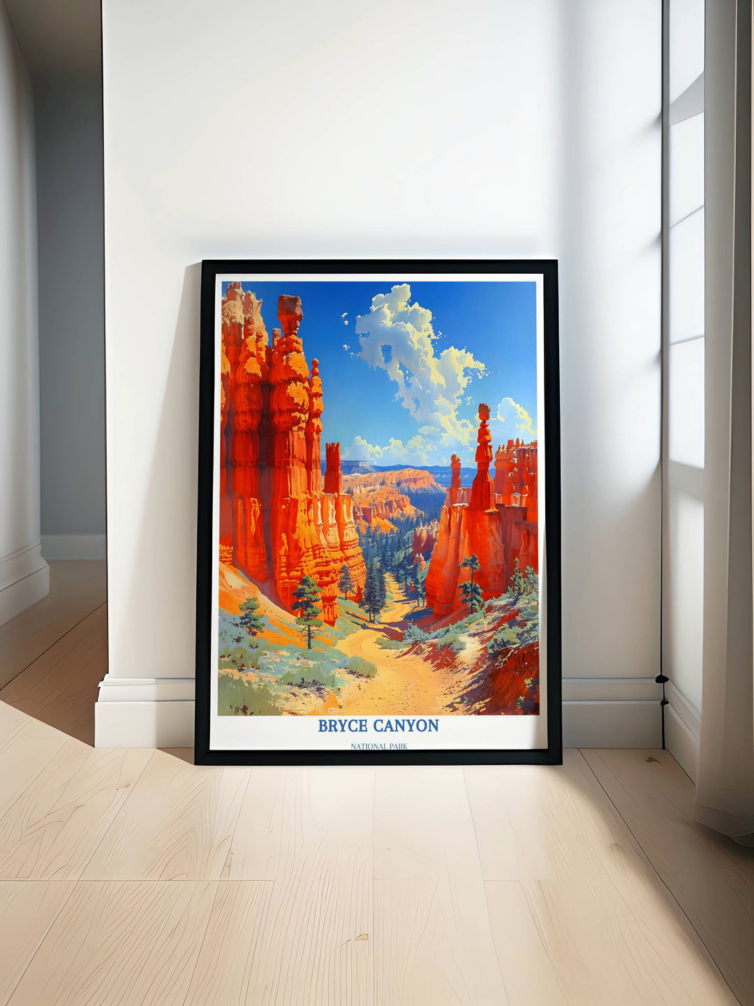 Breathtaking Bryce Canyon Utah poster capturing the iconic hoodoos and vast landscapes. Perfect National Park gift, art, and Utah print for desert wall art enthusiasts