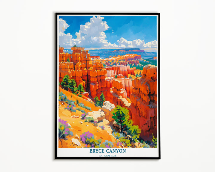 Bryce Canyon Poster Majestic spires and vibrant hues of Utahs Bryce Canyon adorn this stunning poster