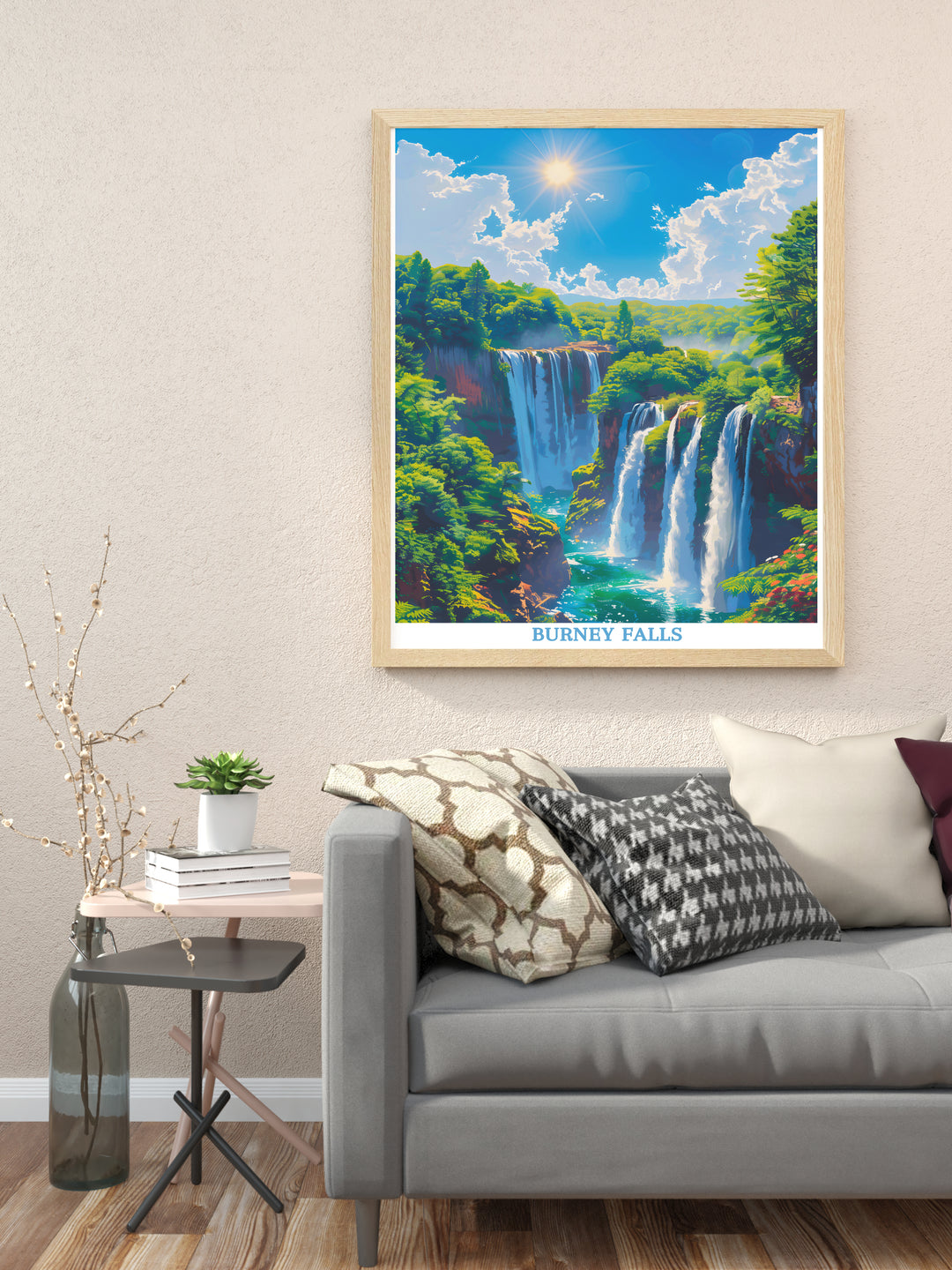 Affiche de Burney Falls en Californie – L'art mural de voyage ultime pour les amoureux de la nature