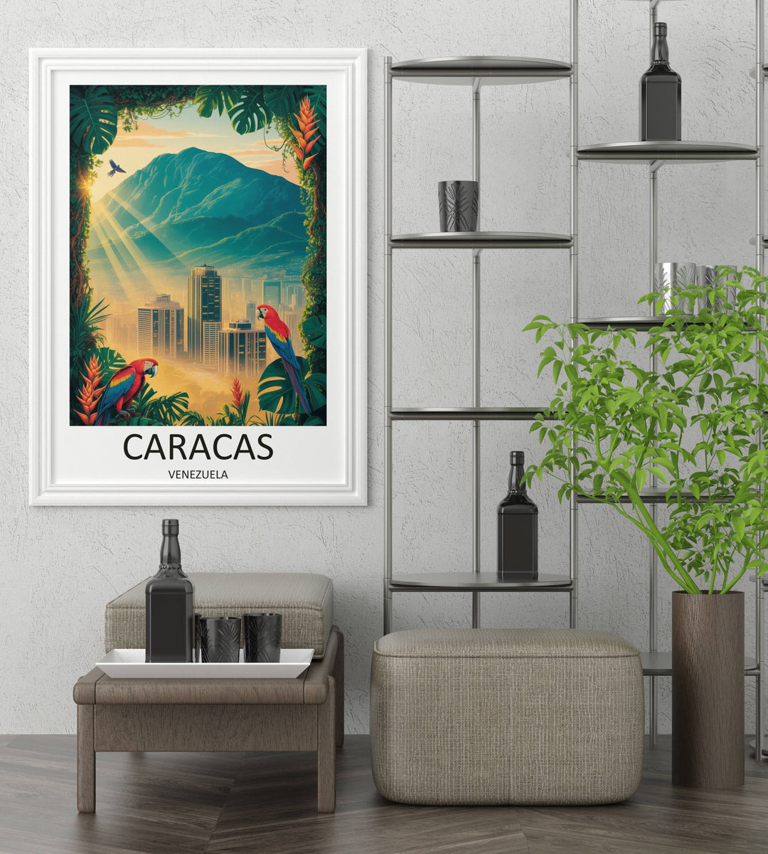Premium matte art print of Caracas, Venezuela, capturing the energetic city life and authentic geographic landmarks, optimized for high-end gallery walls and large format archival paper printing.