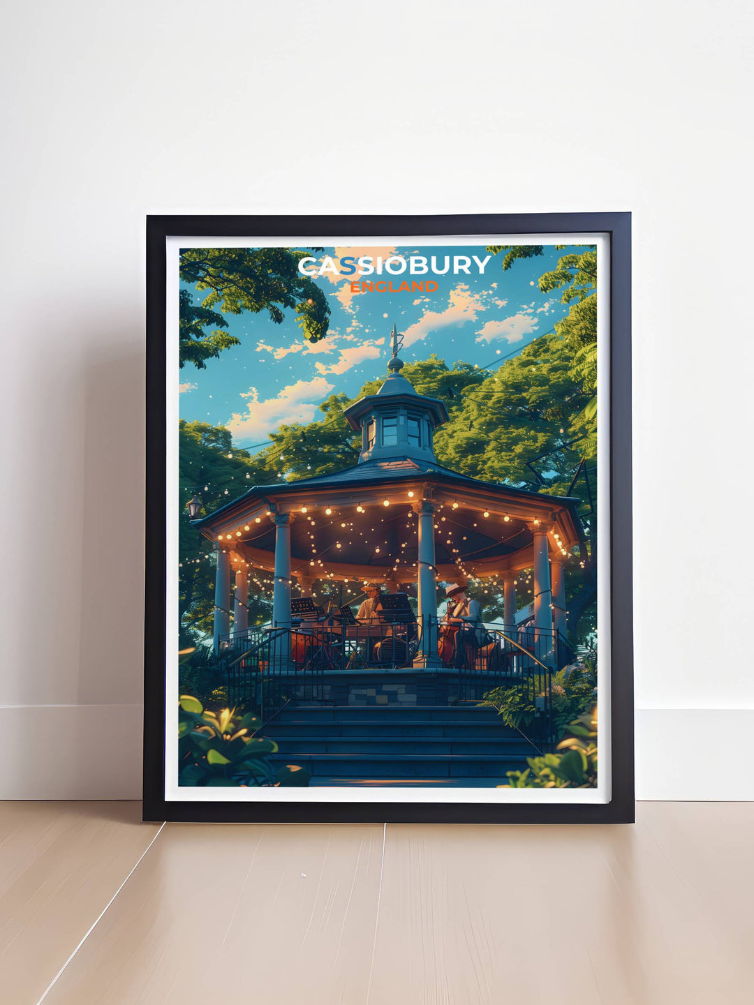 Birds eye view of Cassiobury Park Bandstand in the heart of lush parkland, a must-have for any nature lover’s collection