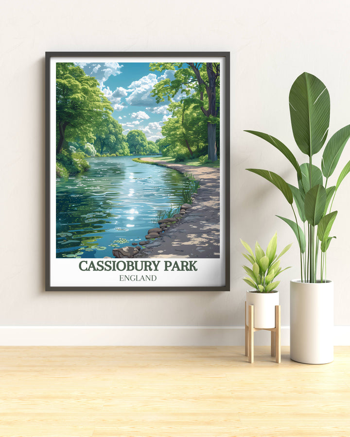 Birds and wildlife at Cassiobury Park Canal, natures beauty in a vivid and engaging poster
