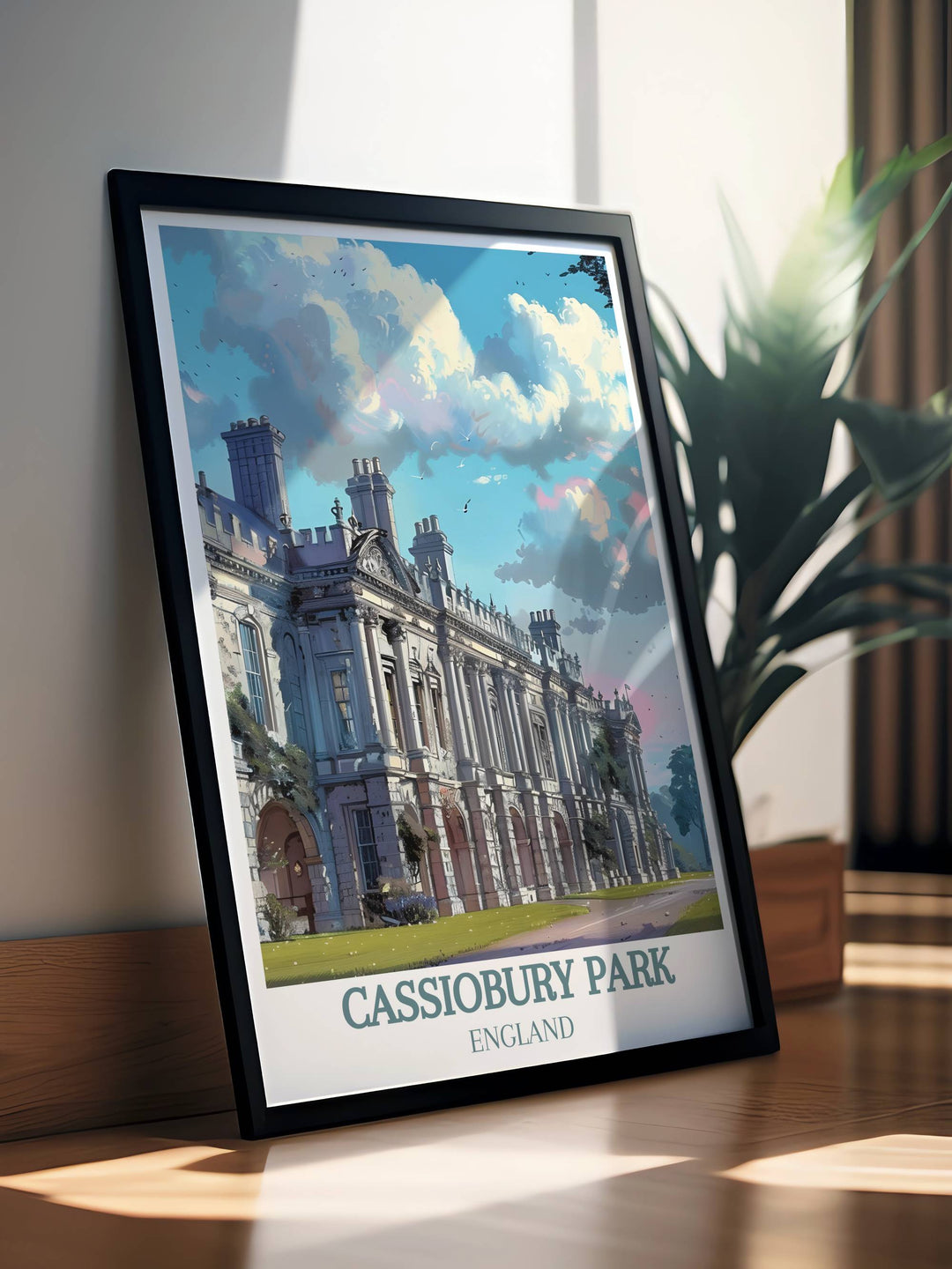 Cassiobury Park Mansion under a starry night sky, creating a mystical and enchanting scene for a unique wall décor piece