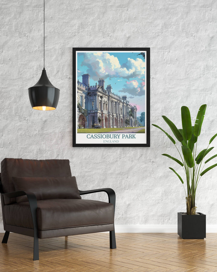 Cassiobury Park Mansion in the glow of sunset, highlighting the intricate details of its architecture in a captivating canvas print