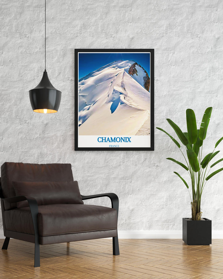 Mont Blanc enveloped in morning mist, creating a mystical and serene atmosphere ideal for a living room or office
