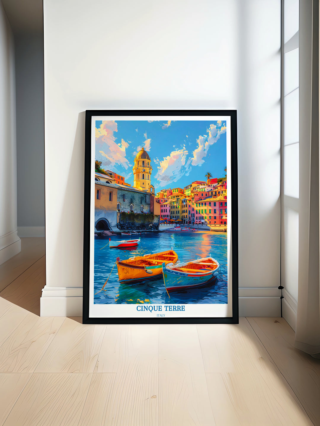 Vibrant Vernazza Print capturing the essence of Cinque Terres picturesque village with its colorful houses and natural harbor ideal for those who love Italian landscapes