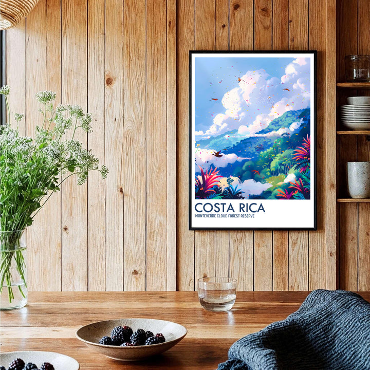 An enchanting cloud forest vista looking across the Monteverde Cloud Forest Preserve canopy in Costa Rica highlights this print. Shop premium framed, unframed, and gallery canvas options at MapYourDreams today.