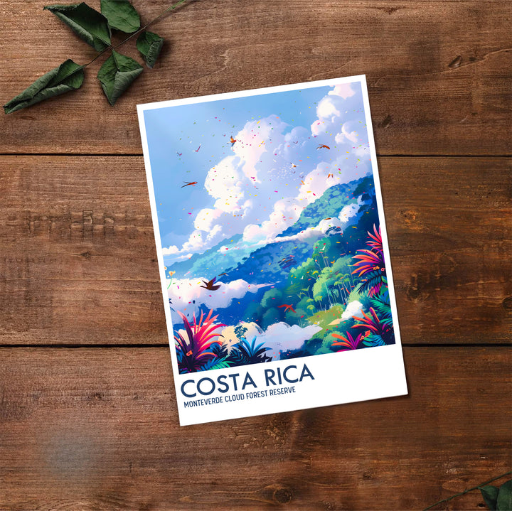 Tropical rainforest landscape and clean Costa Rica typography highlight this Monteverde Cloud Forest Preserve poster print. Select premium framed, unframed, and canvas options at MapYourDreams to refresh walls.