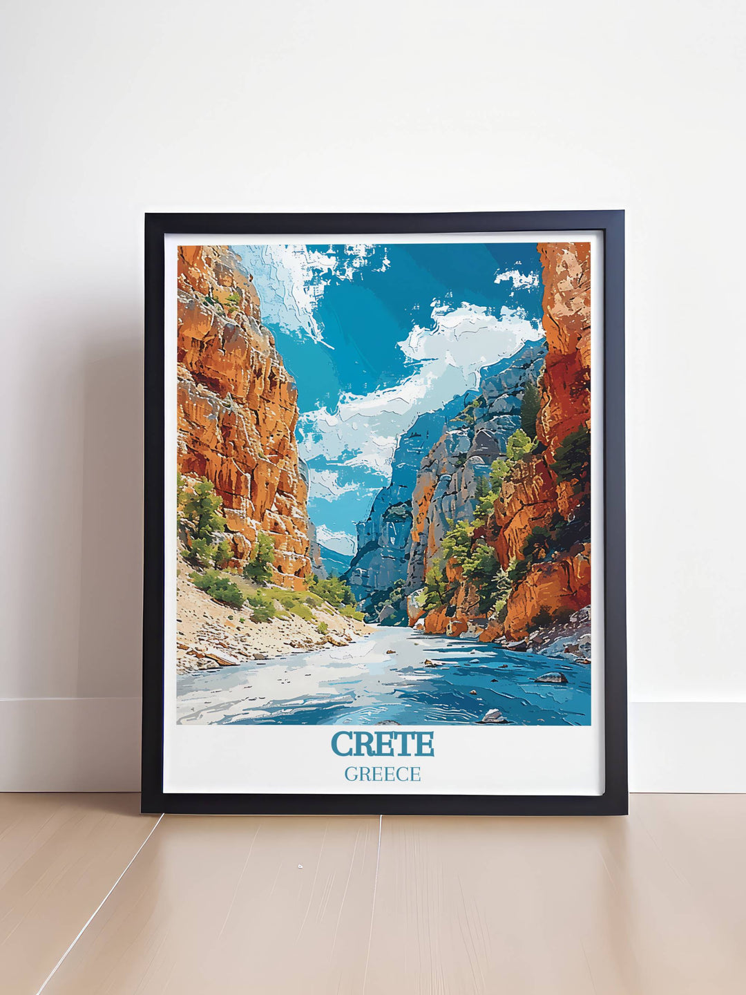 Samaria Gorge wall art featuring a vivid portrayal of the serene and untouched environment, perfect for those who appreciate outdoor adventures.