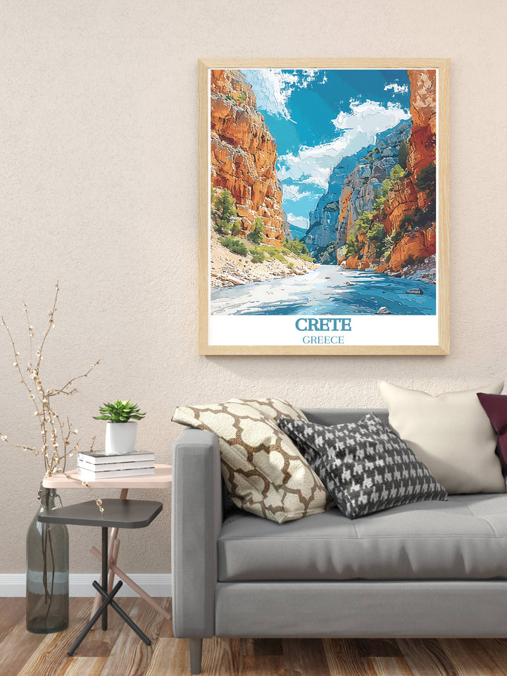 Breathtaking view of Samaria Gorge, captured in a print that emphasizes the grand scale and pristine environment of this Greek natural wonder.