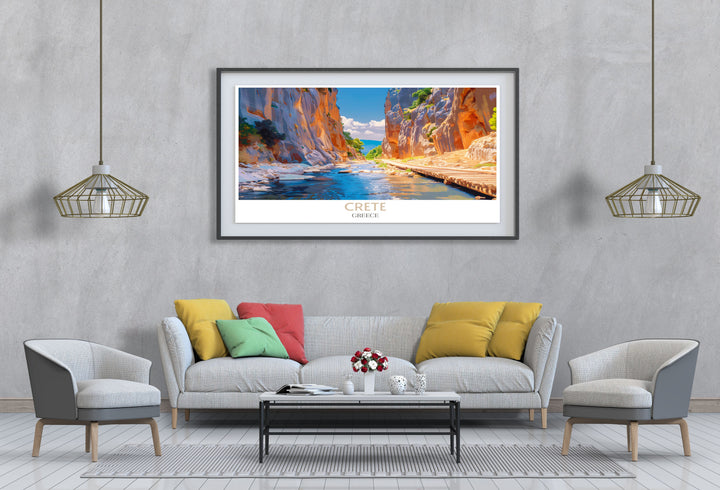 Print showing the panoramic beauty of Samaria Gorge in Crete, perfect for those who admire Greek landscapes and natural scenery